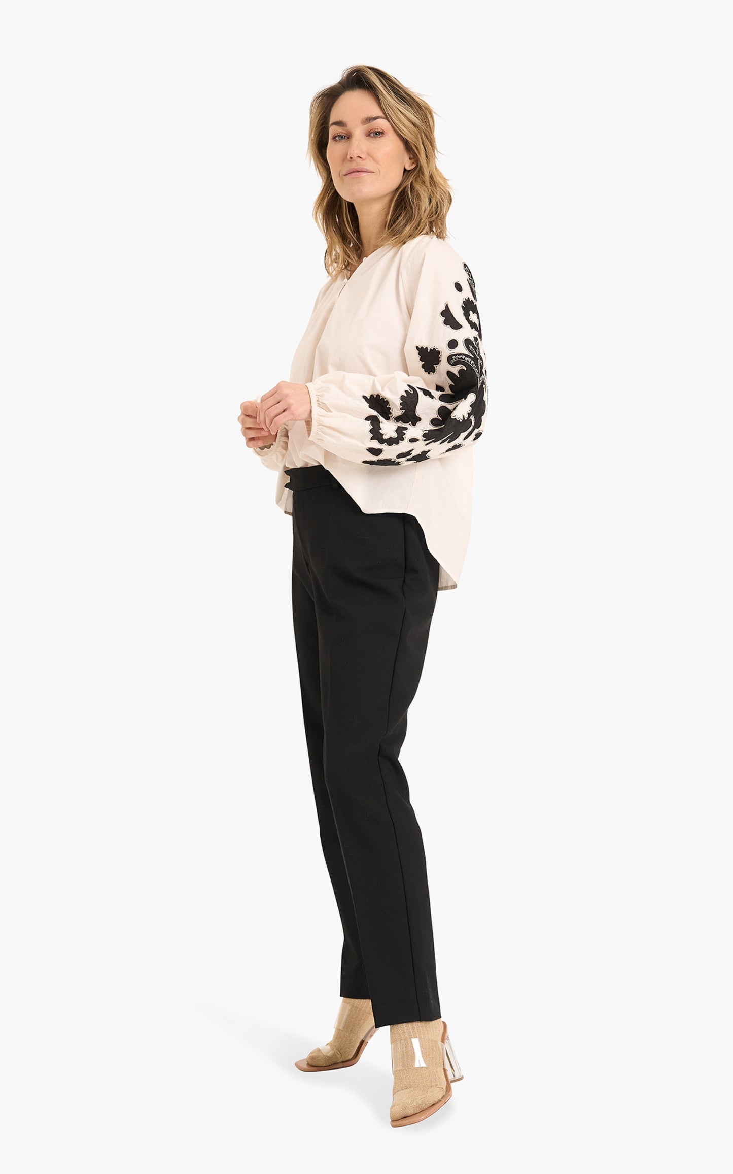 Straal in Blouse Gloria | Aímée the Label | Off-white black print